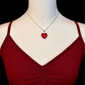 Red Heart Pendant Necklace Y2K Passionate Charm Necklace For Women Girls Gift